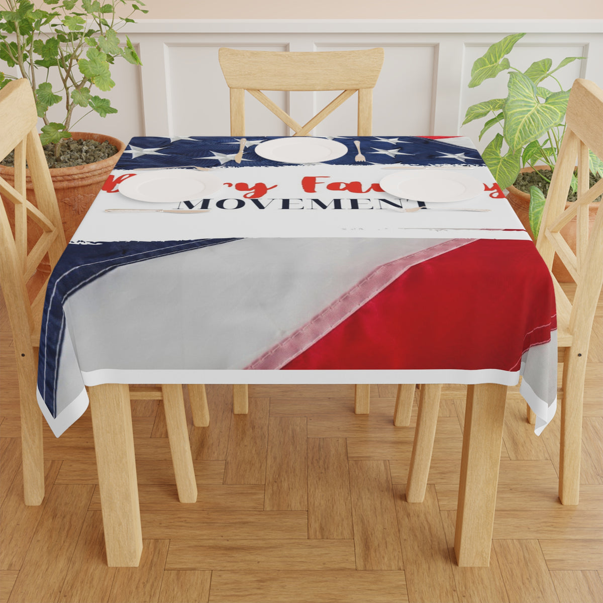 Patriotic 'Berry Family Movement' Tablecloth — American Flag Picnic & 4th of July Table Cover