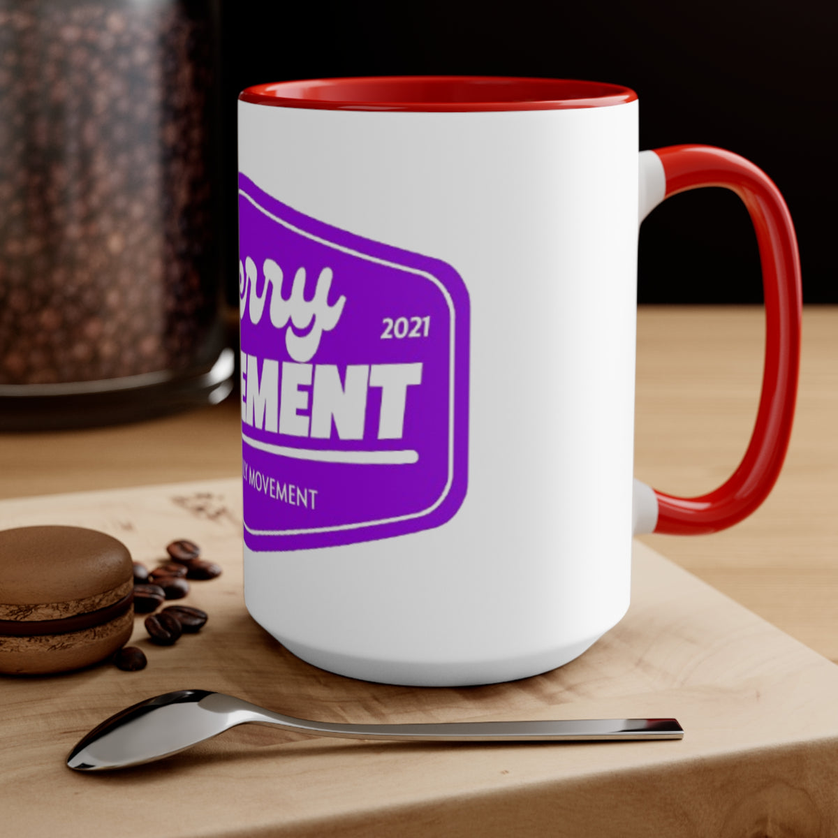 Berry Movement Accent Mug — Pink Interior Coffee Cup, Berry Family Movement Design