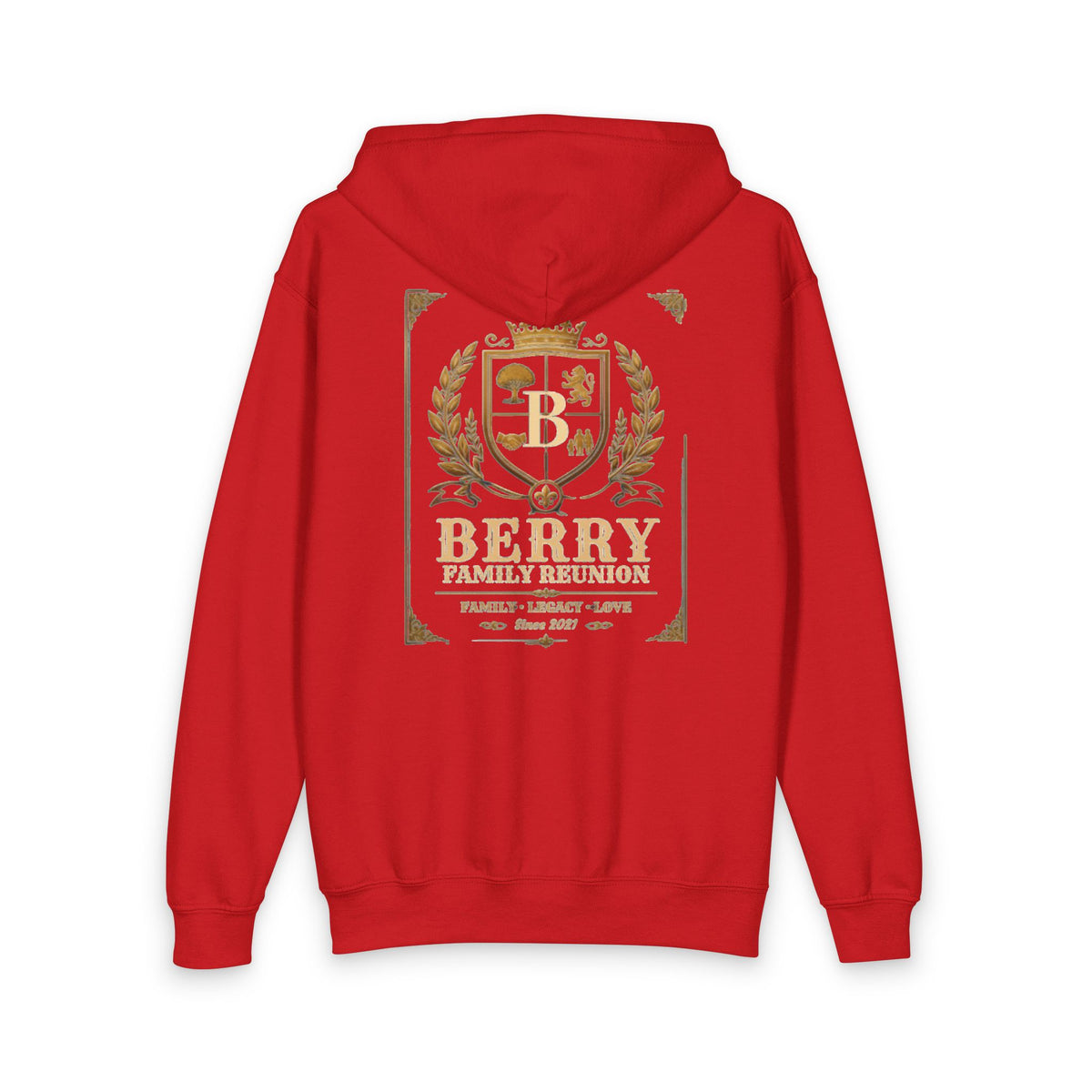 Berry Crest Youth Zip Hoodie — Gold Laurel Logo Jacket