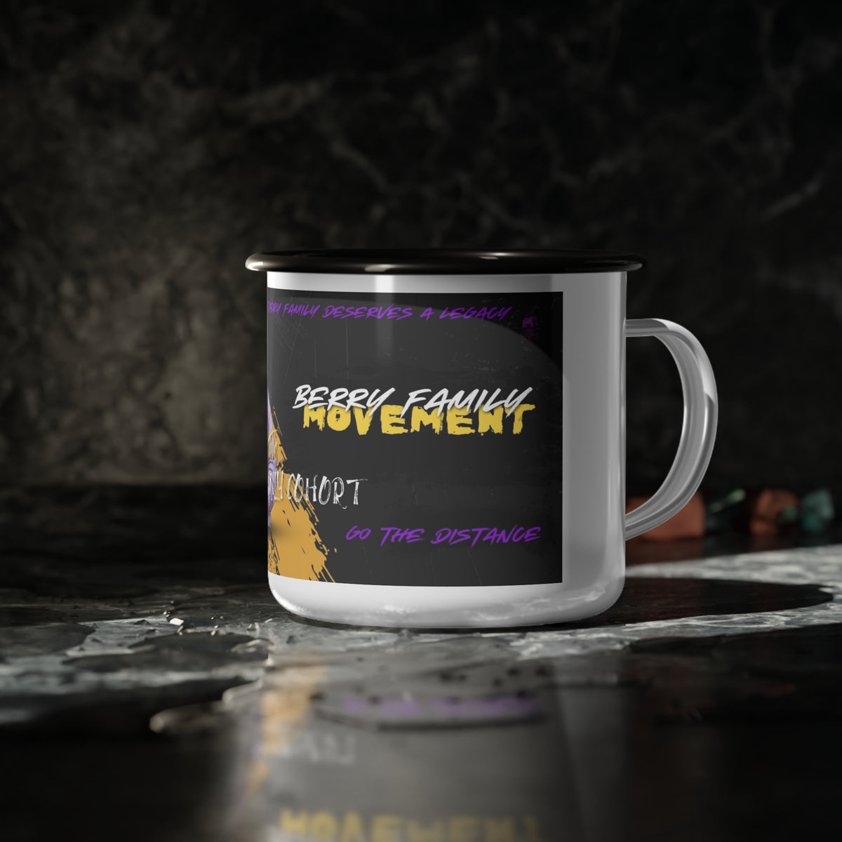 Enamel Camp Cup — 'MBA Gives' Empowerment Graphic Camper Mug