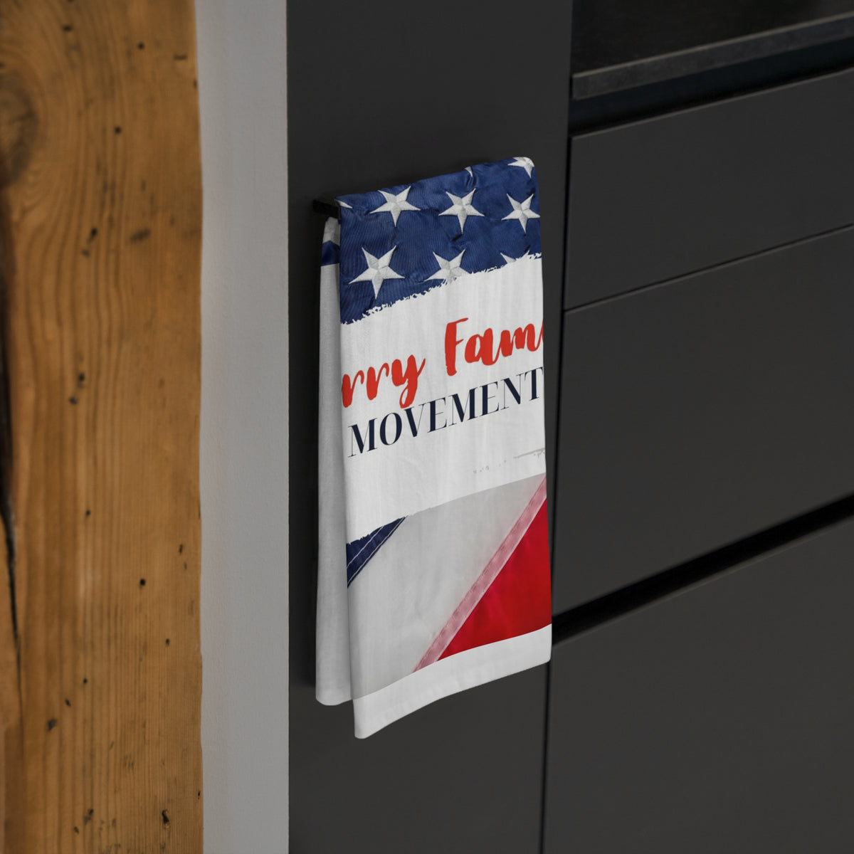 American Flag Tea Towel - "Berry Family Movement" Patriotic Kitchen Towel for 4th of July & Family Gifts