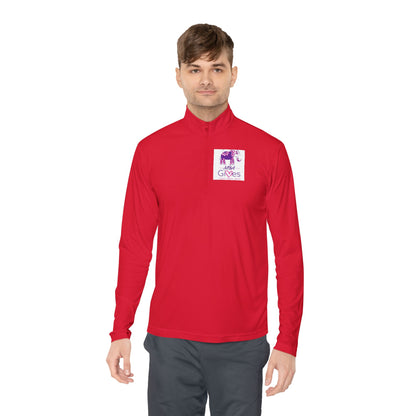 Quarter-Zip Pullover — Lavender Cat "Gives" Graphic