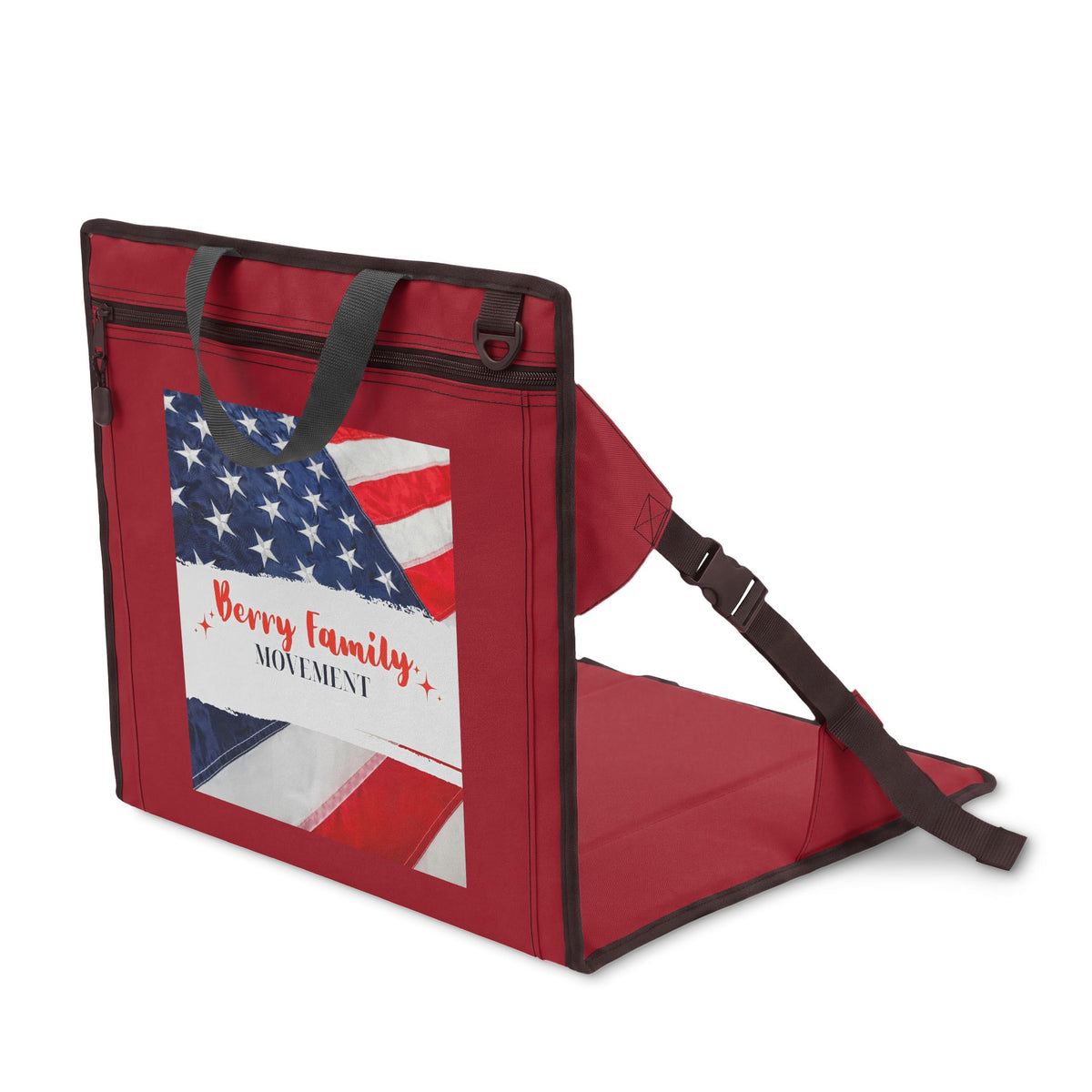 Patriotic 'Berry Family Movement' Stadium Seat – Foldable Stadium Chair with American Flag Design