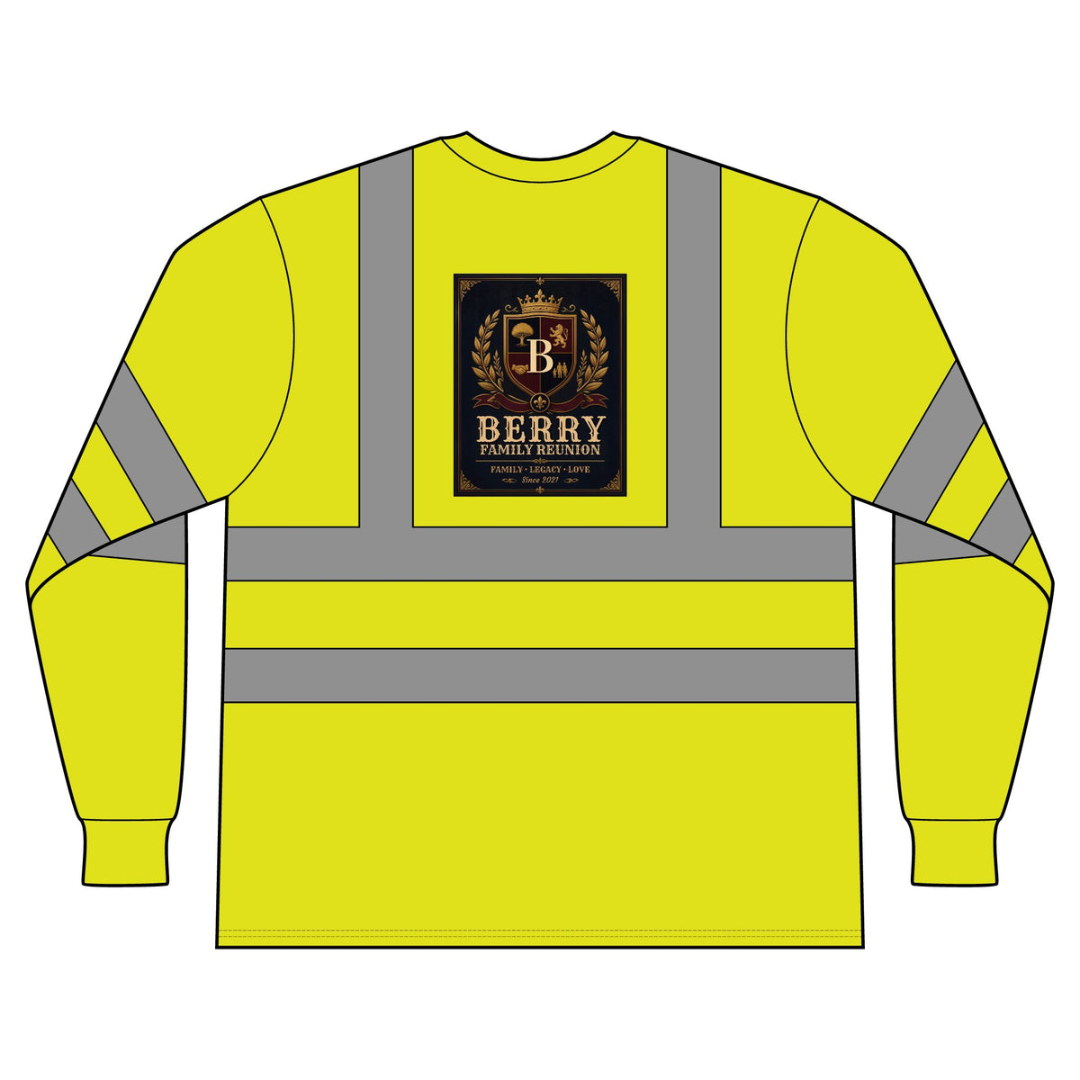 ANSI Class 3 Reflective Long-Sleeve Safety T-Shirt — High-Visibility Work Top with 'Berry' Logo