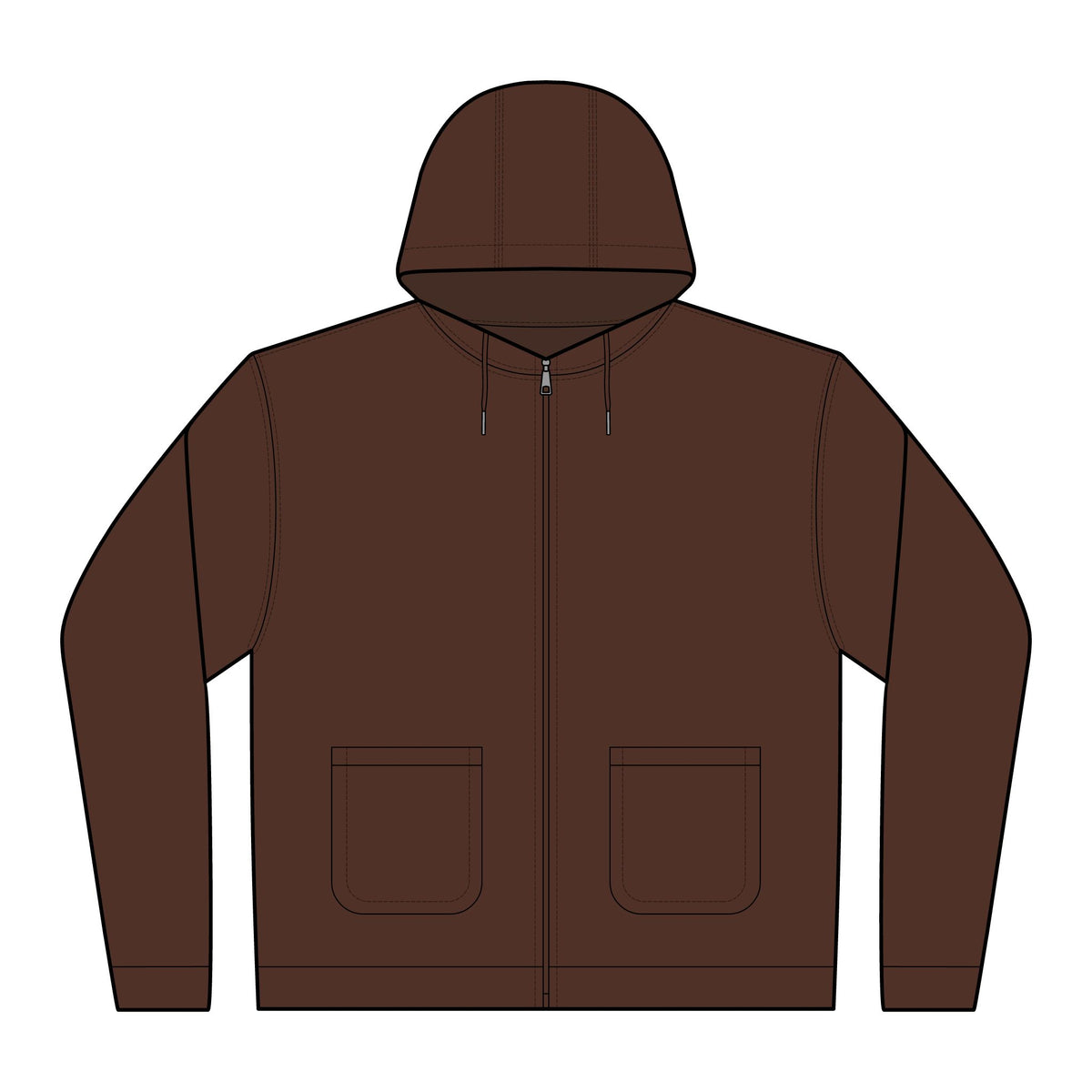 Canvas Hooded Jacket — Brown Zip Hoodie with Subtle 'B.F.M' Chest Graphic