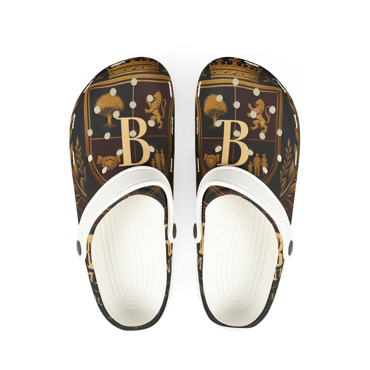 Monogram 'B' Baroque Print EVA Clogs — Brown Floral Slip-On Shoes