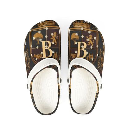 Monogram 'B' Baroque Print EVA Clogs — Brown Floral Slip-On Shoes