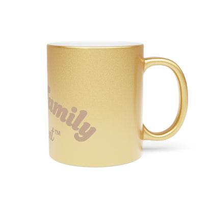 Metallic Coffee Mug — "Berry Family Movement" Gold Script Design
