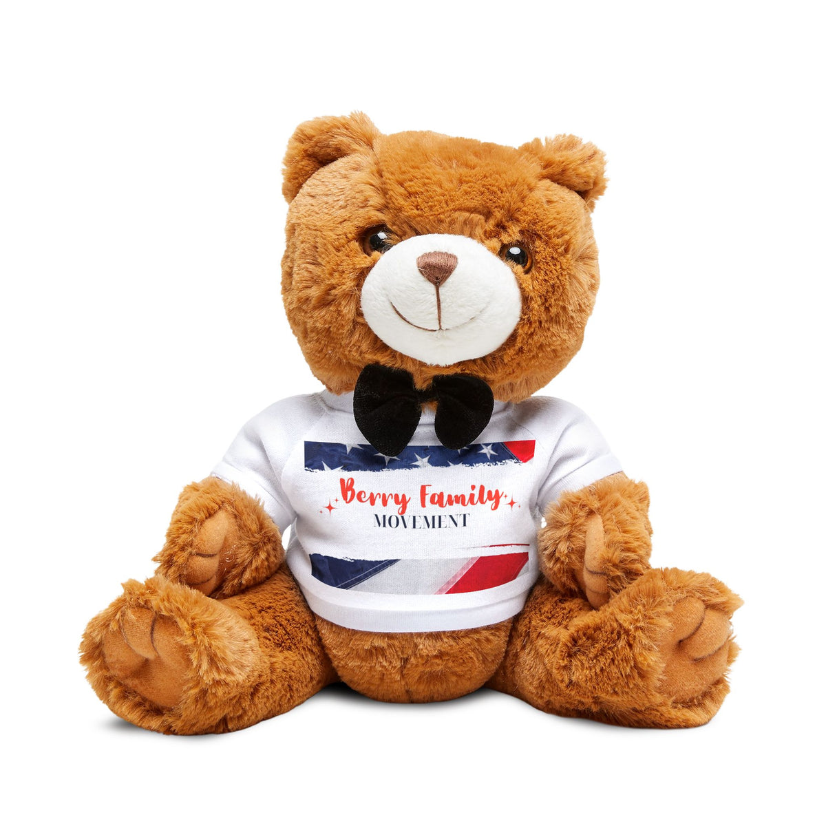 Plush Teddy Bear with Bow Tie — 'Every Family Moment' Graphic Tee