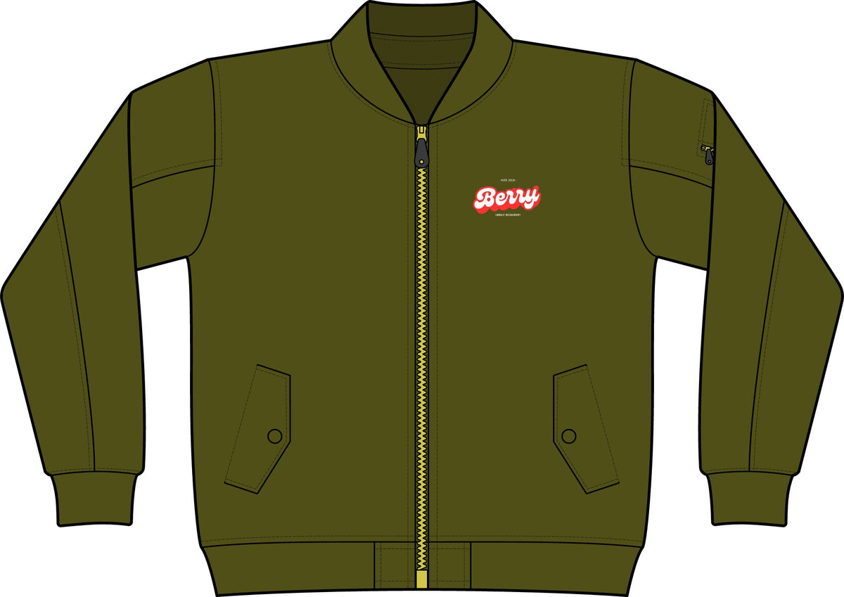 Bomber Jacket — Retro 'Berry' Logo Zip-Up