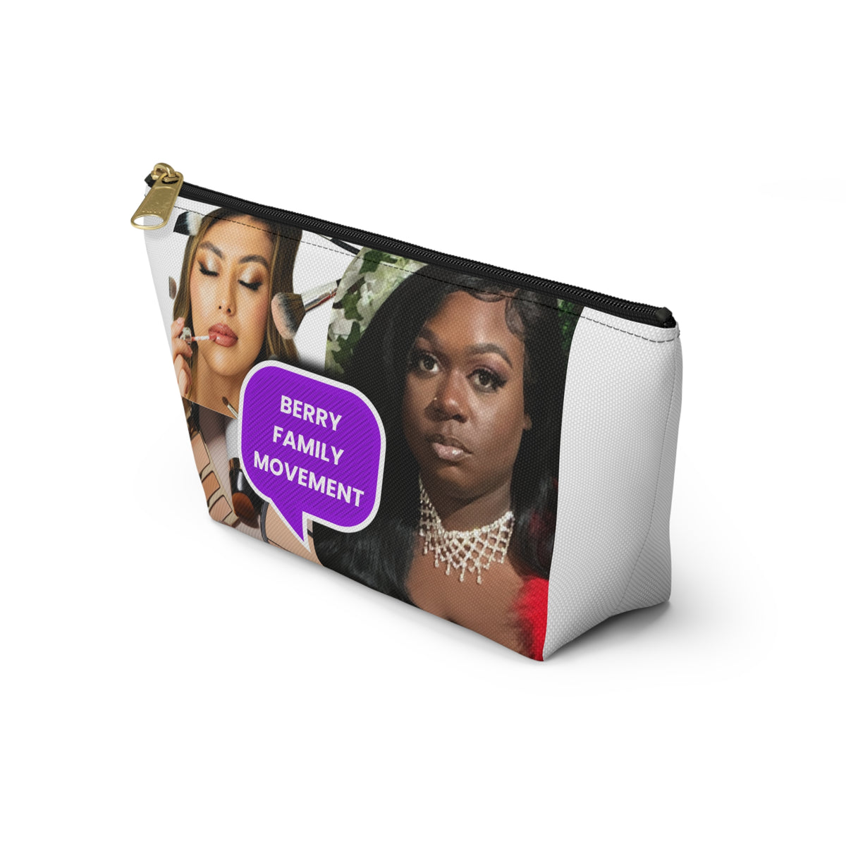 Prayerful Black Girl Accessory Pouch — Floral T-Bottom Makeup Bag