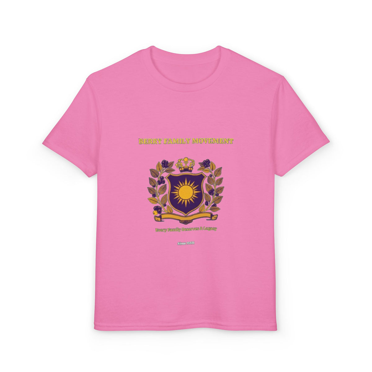 Youth Crest T‑Shirt — "Every Family Membership" Gold & Purple Emblem