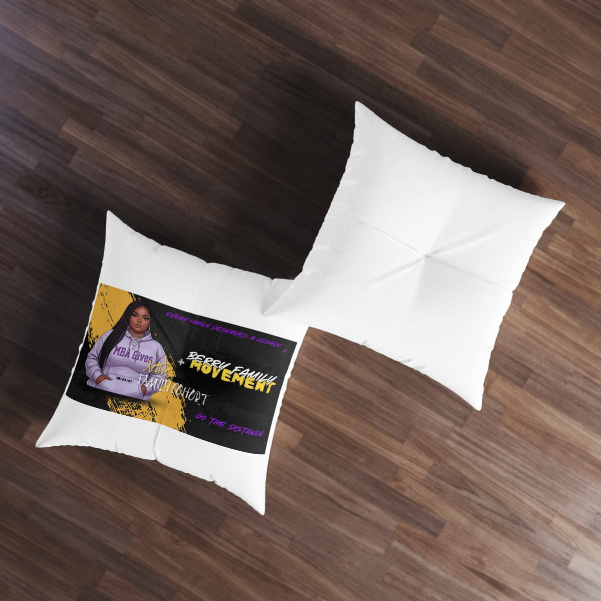 Tufted Floor Pillow — 'BeeMy Family Movement' Inspirational Graphic Cushion