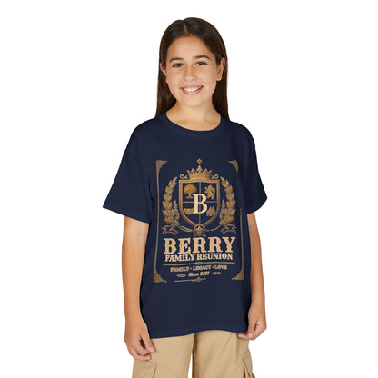 Youth Crest T-Shirt — "Berry" Vintage Family Coat of Arms Design