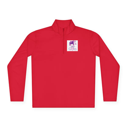 Quarter-Zip Pullover — Lavender Cat "Gives" Graphic
