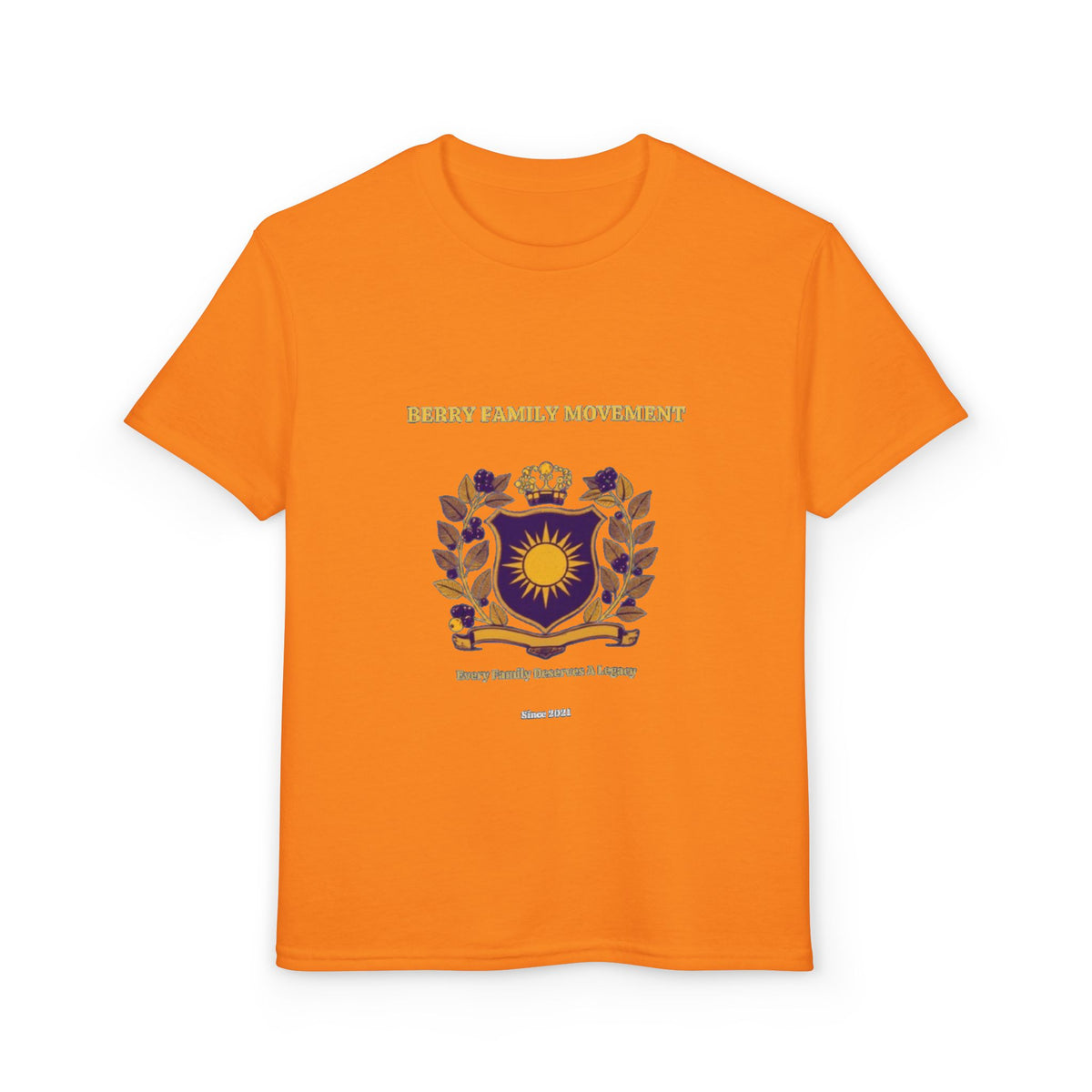 Youth Crest T‑Shirt — "Every Family Membership" Gold & Purple Emblem