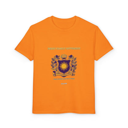 Youth Crest T‑Shirt — "Every Family Membership" Gold & Purple Emblem