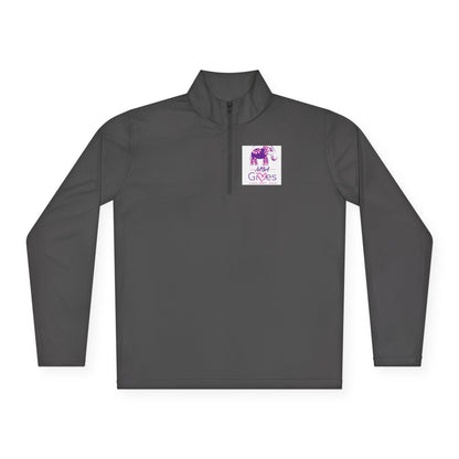 Quarter-Zip Pullover — Lavender Cat "Gives" Graphic