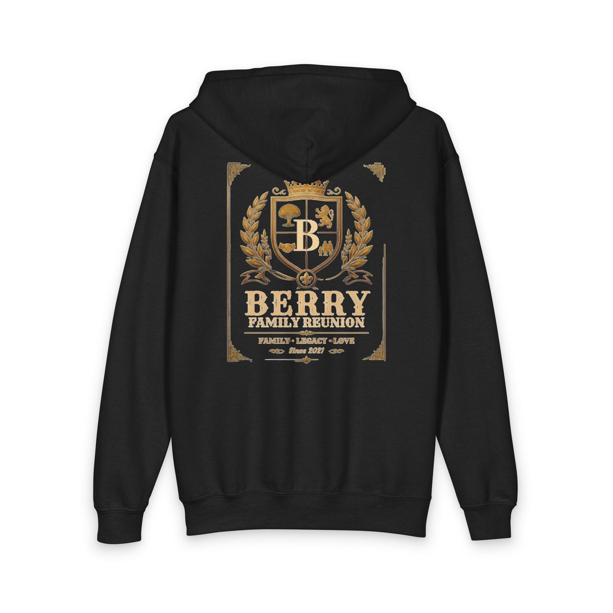 Berry Crest Youth Zip Hoodie — Gold Laurel Logo Jacket