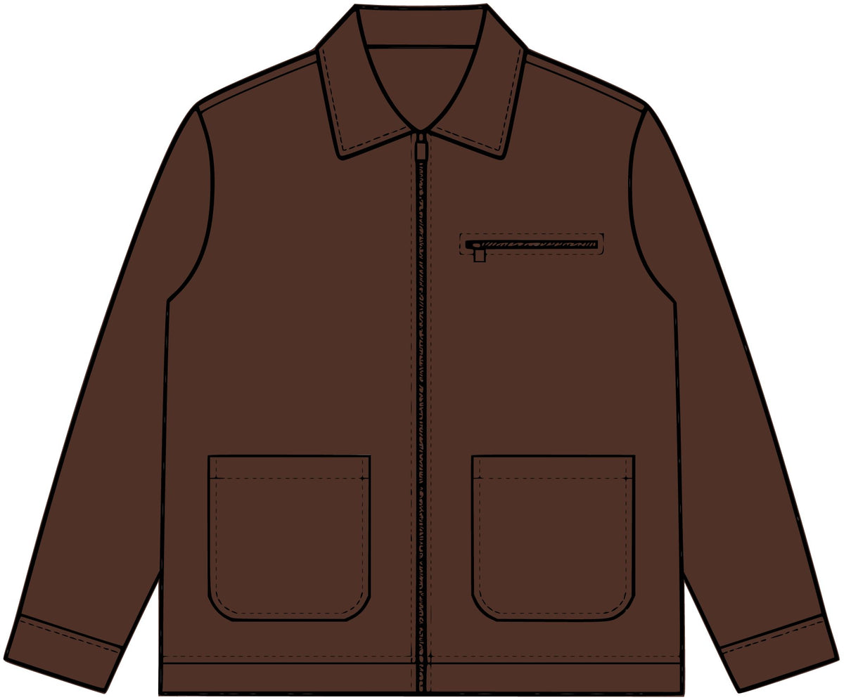 Canvas Heavy Jacket - Classic Brown Work Jacket with 'Berry' Chest Script