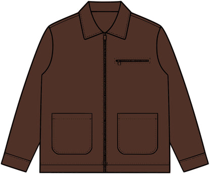 Canvas Heavy Jacket - Classic Brown Work Jacket with 'Berry' Chest Script