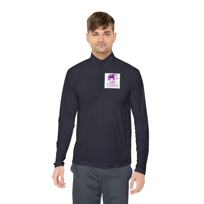Quarter-Zip Pullover — Lavender Cat "Gives" Graphic