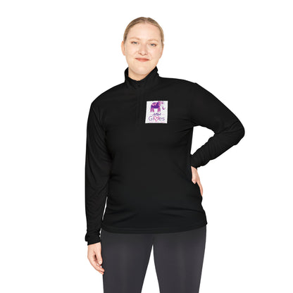 Quarter-Zip Pullover — Lavender Cat "Gives" Graphic