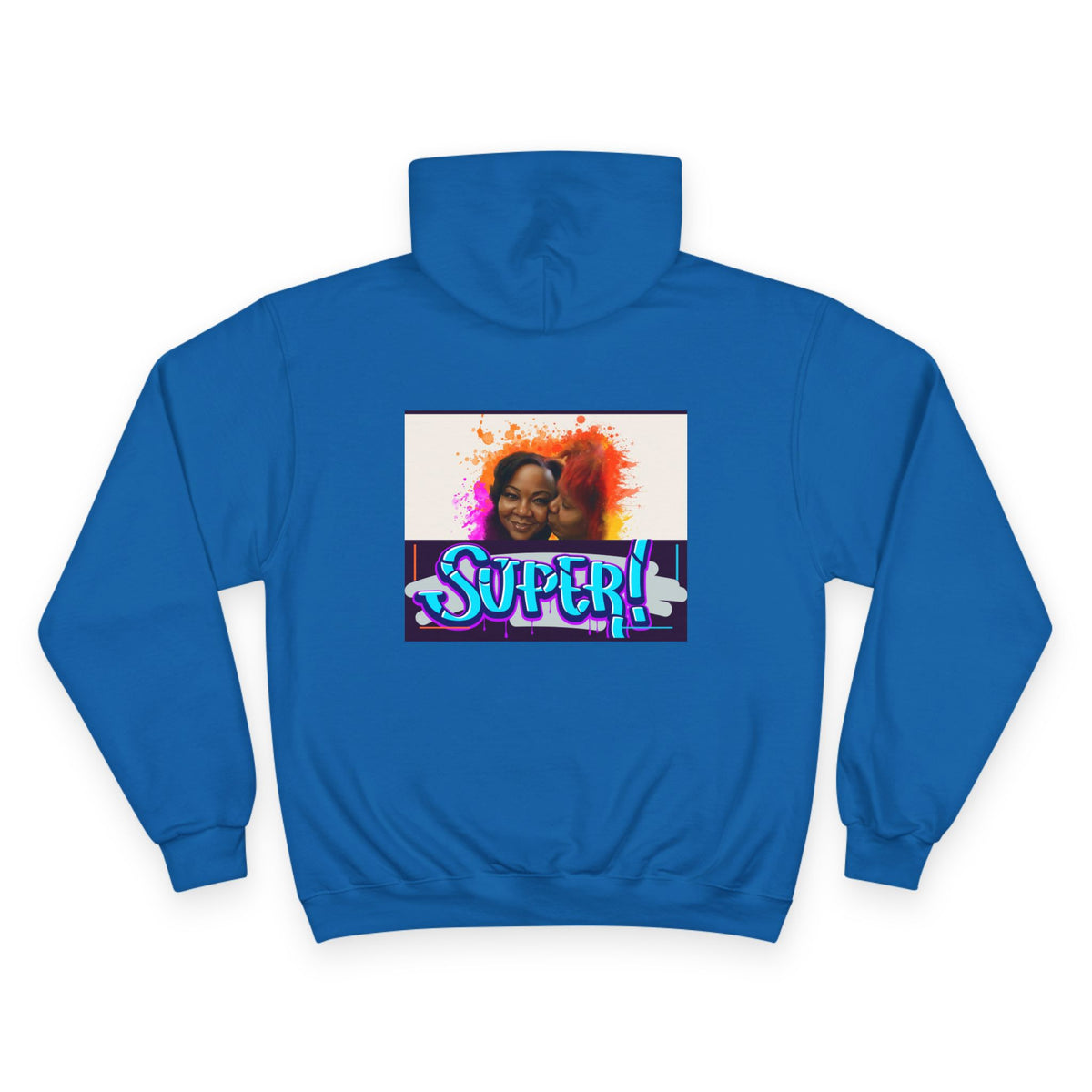 Champion Hoodie — 'Super!' Colorful Portrait Graphic Hoodie