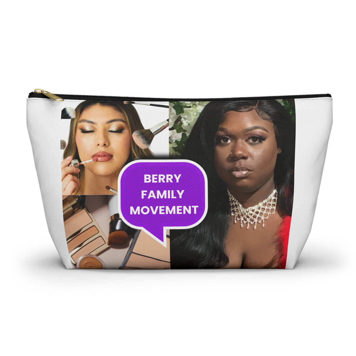Prayerful Black Girl Accessory Pouch — Floral T-Bottom Makeup Bag