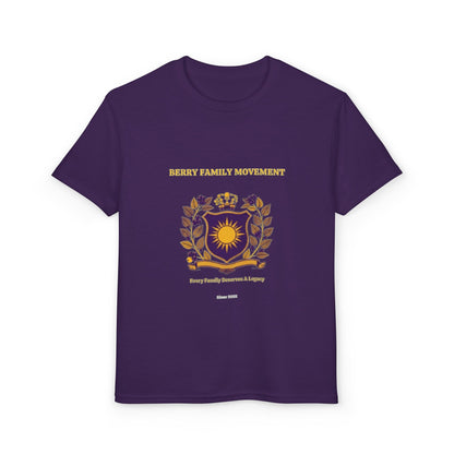 Youth Crest T‑Shirt — "Every Family Membership" Gold & Purple Emblem