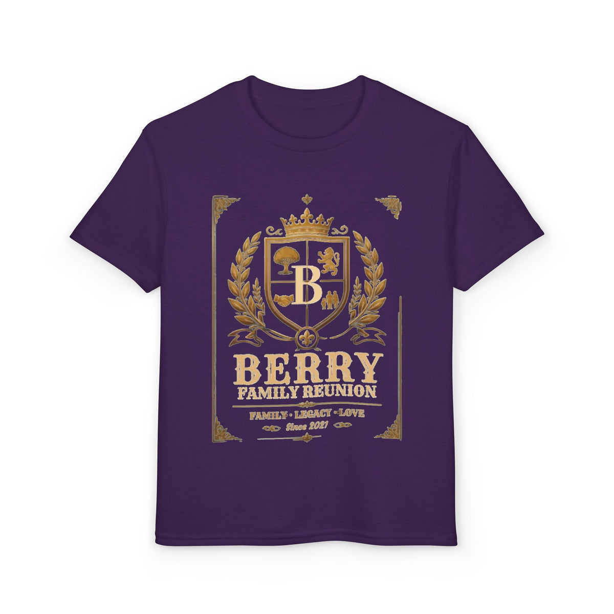 Youth Crest T-Shirt — "Berry" Vintage Family Coat of Arms Design