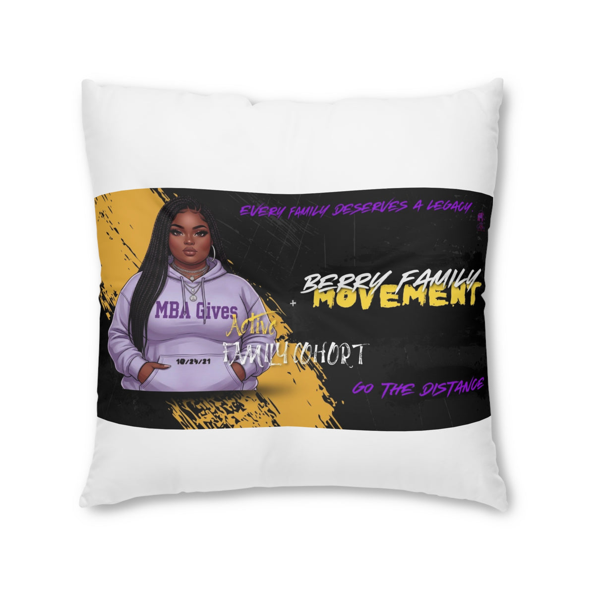 Tufted Floor Pillow — 'BeeMy Family Movement' Inspirational Graphic Cushion