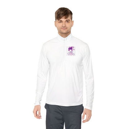 Quarter-Zip Pullover — Lavender Cat "Gives" Graphic