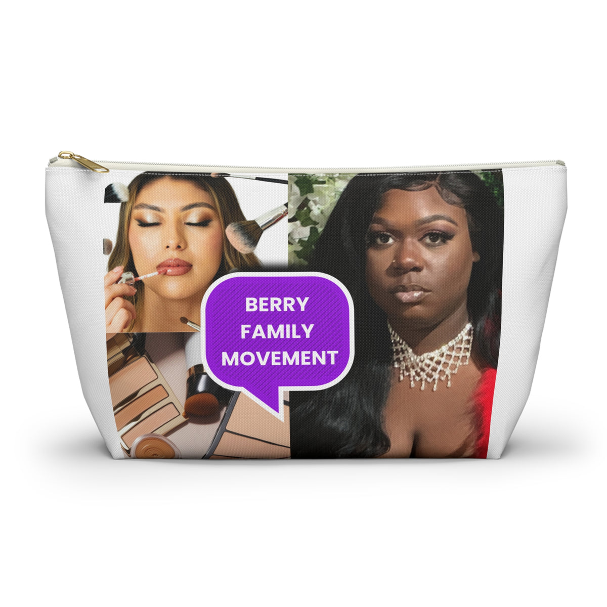 Prayerful Black Girl Accessory Pouch — Floral T-Bottom Makeup Bag