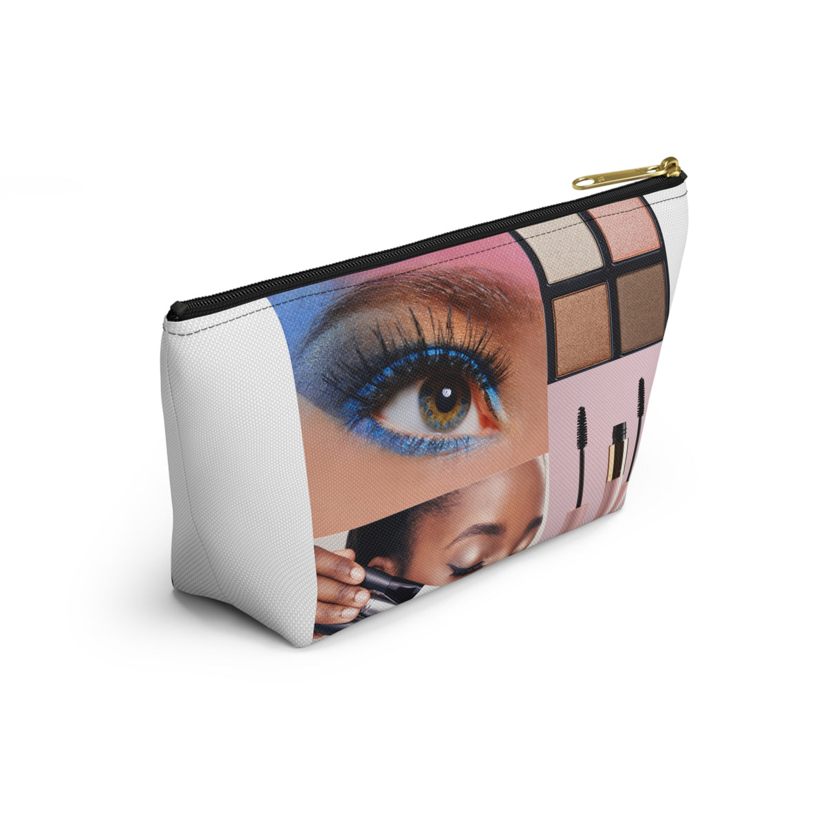 Prayerful Black Girl Accessory Pouch — Floral T-Bottom Makeup Bag