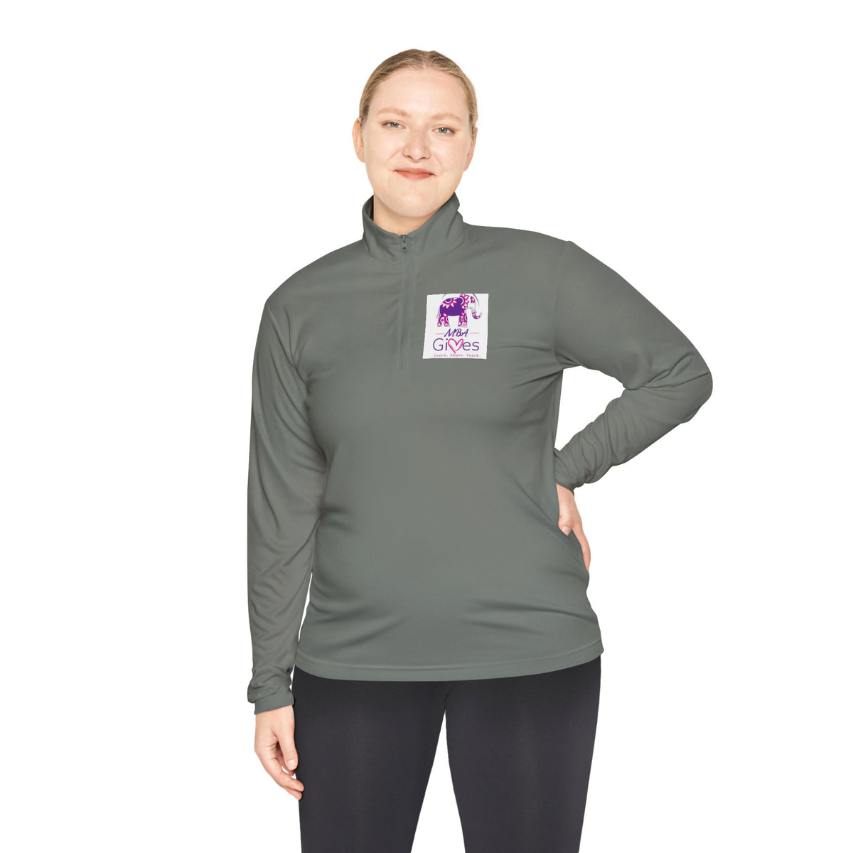 Quarter-Zip Pullover — Lavender Cat "Gives" Graphic