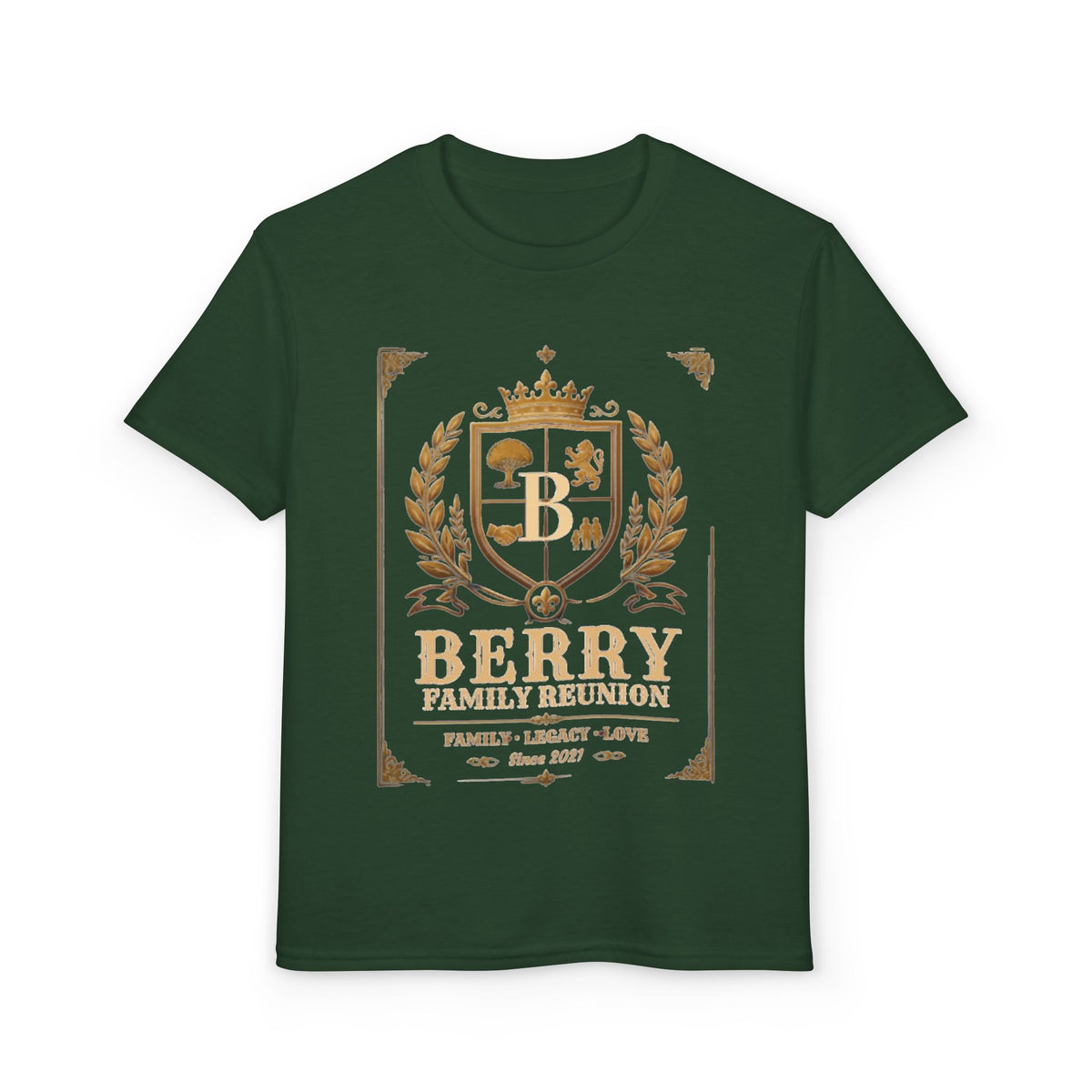 Youth Crest T-Shirt — "Berry" Vintage Family Coat of Arms Design