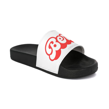 Slide Sandals — Retro Red 'Boys' Graphic Pool Slides for Men