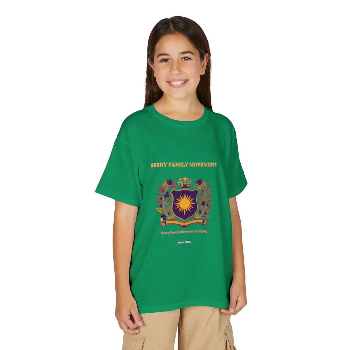 Youth Crest T‑Shirt — "Every Family Membership" Gold & Purple Emblem