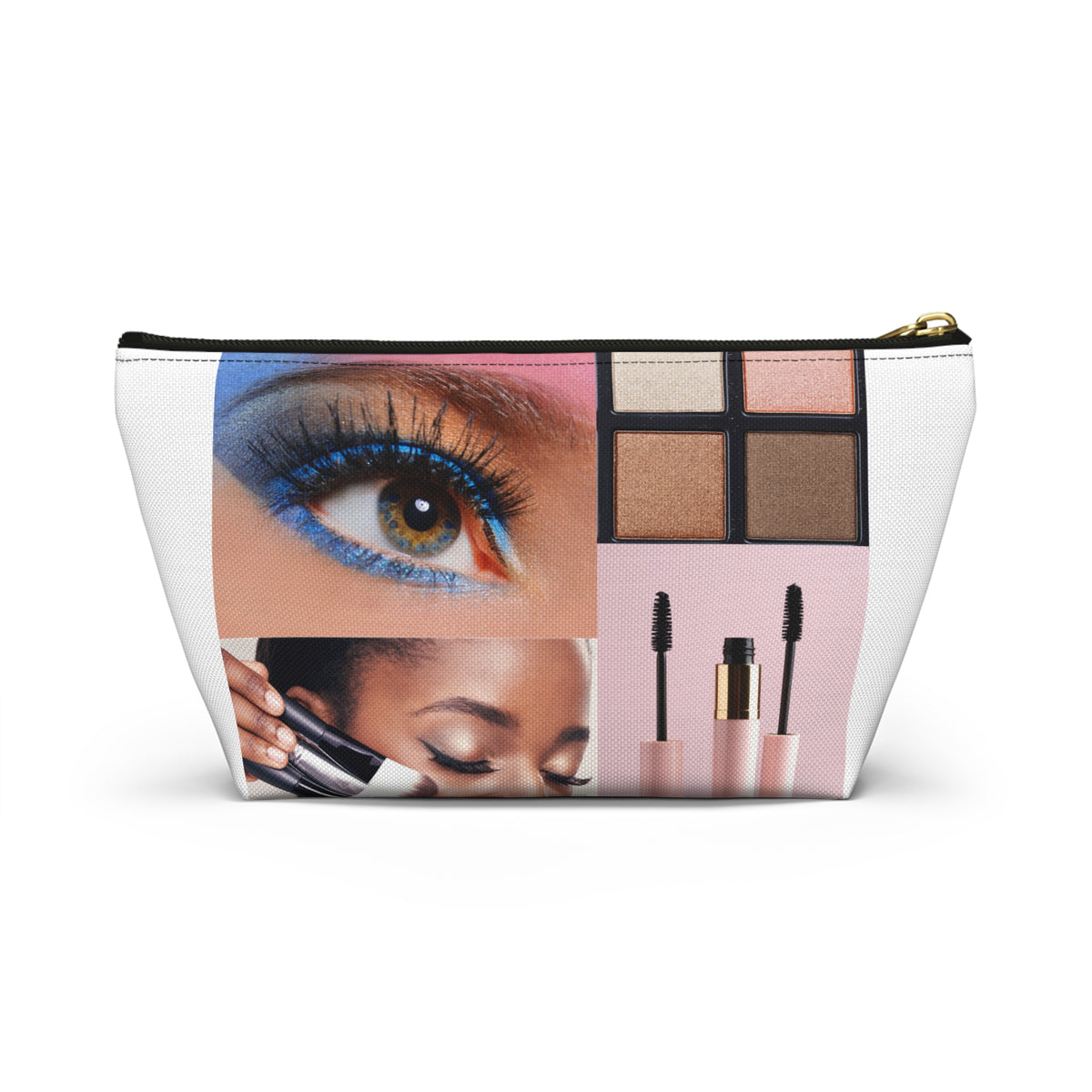 Prayerful Black Girl Accessory Pouch — Floral T-Bottom Makeup Bag