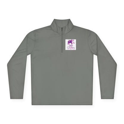 Quarter-Zip Pullover — Lavender Cat "Gives" Graphic