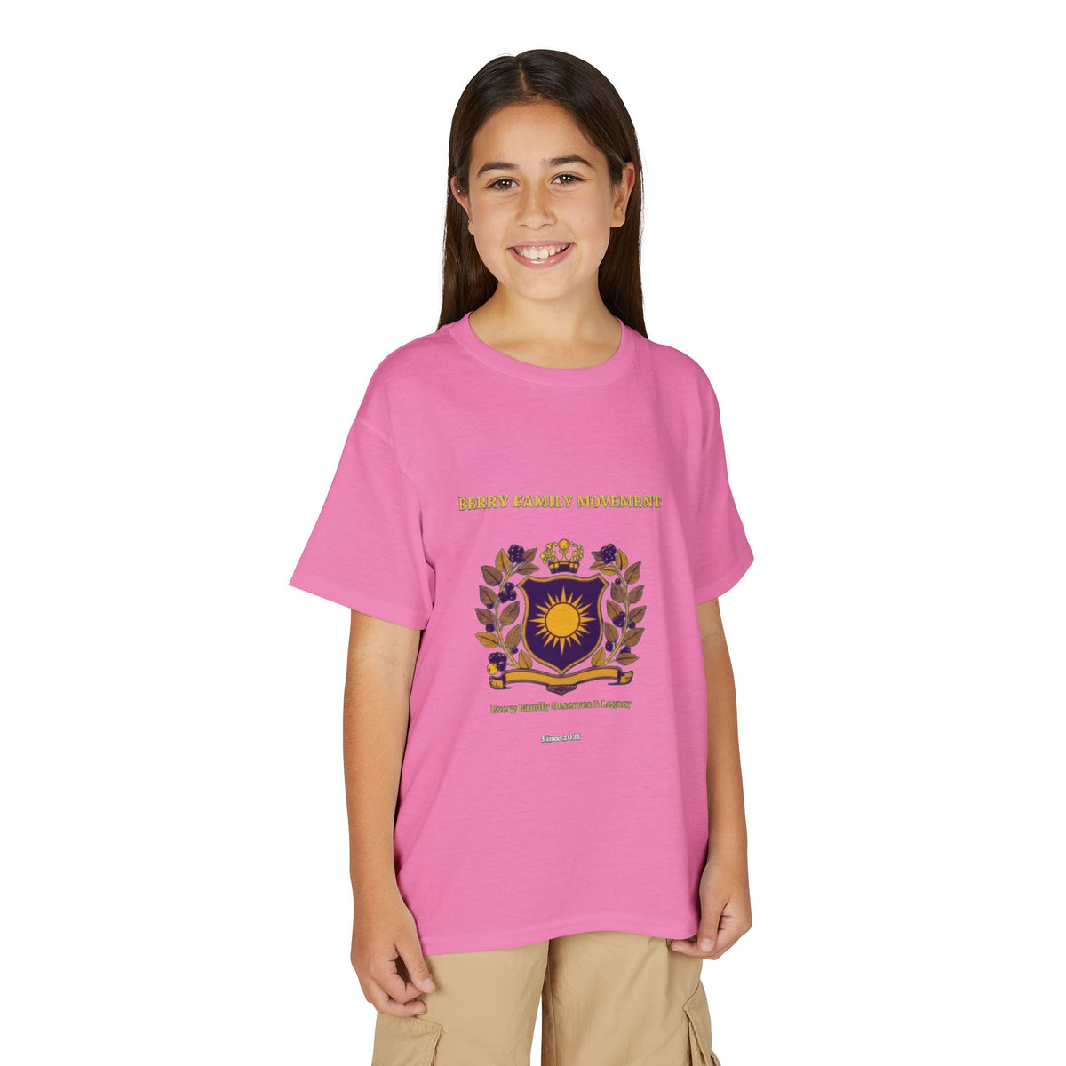 Youth Crest T‑Shirt — "Every Family Membership" Gold & Purple Emblem