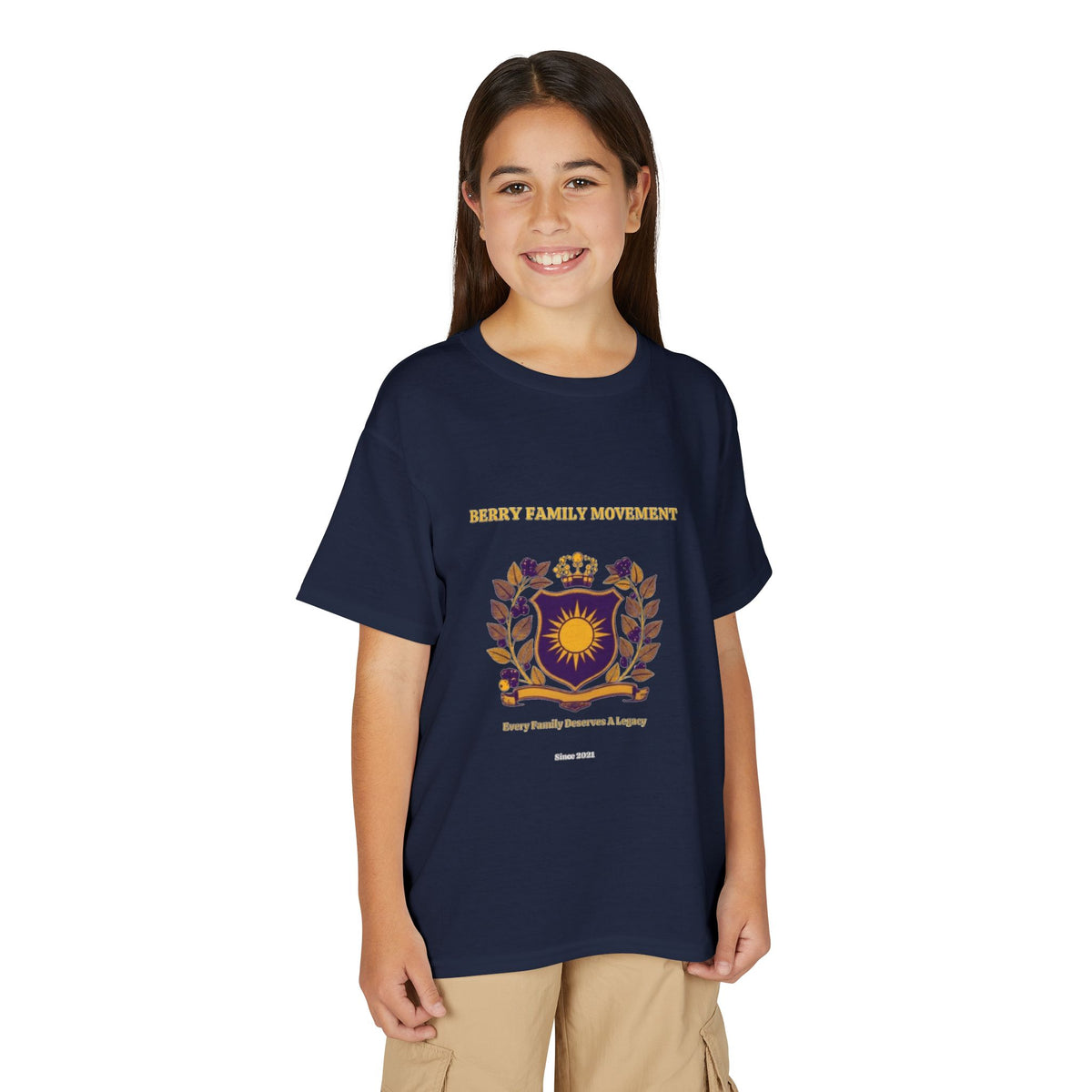 Youth Crest T‑Shirt — "Every Family Membership" Gold & Purple Emblem