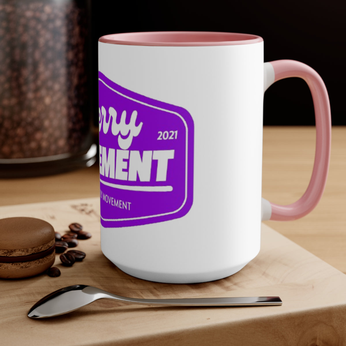 Berry Movement Accent Mug — Pink Interior Coffee Cup, Berry Family Movement Design