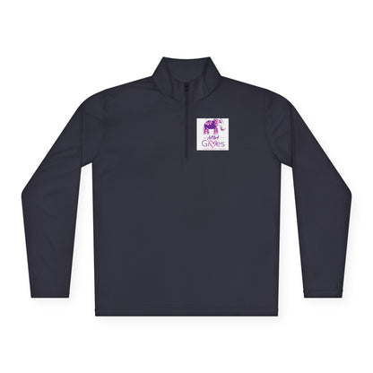Quarter-Zip Pullover — Lavender Cat "Gives" Graphic