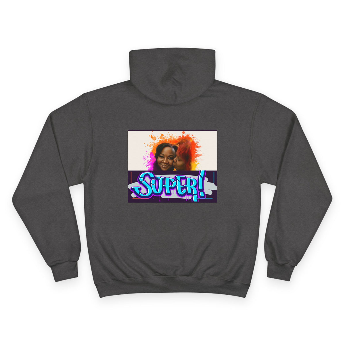 Champion Hoodie — 'Super!' Colorful Portrait Graphic Hoodie