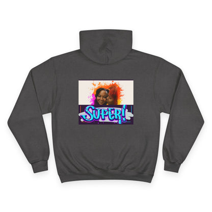 Champion Hoodie — 'Super!' Colorful Portrait Graphic Hoodie