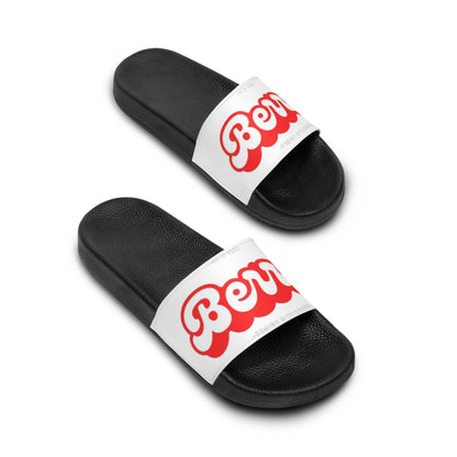 Slide Sandals — Retro Red 'Boys' Graphic Pool Slides for Men