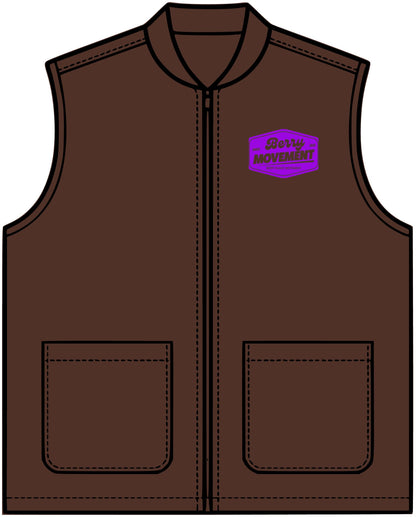 Brown Canvas Work Vest with 'Get Up Movement' Patch — Durable Utility Vest