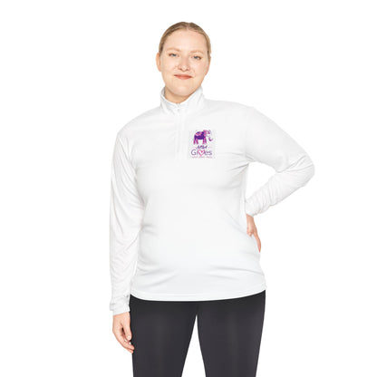 Quarter-Zip Pullover — Lavender Cat "Gives" Graphic